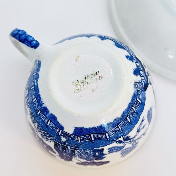 Vintage 40s Buffalo China Blue Willow Coffee Cup & Saucer Restaurant Ware China - Picture 10 of 14